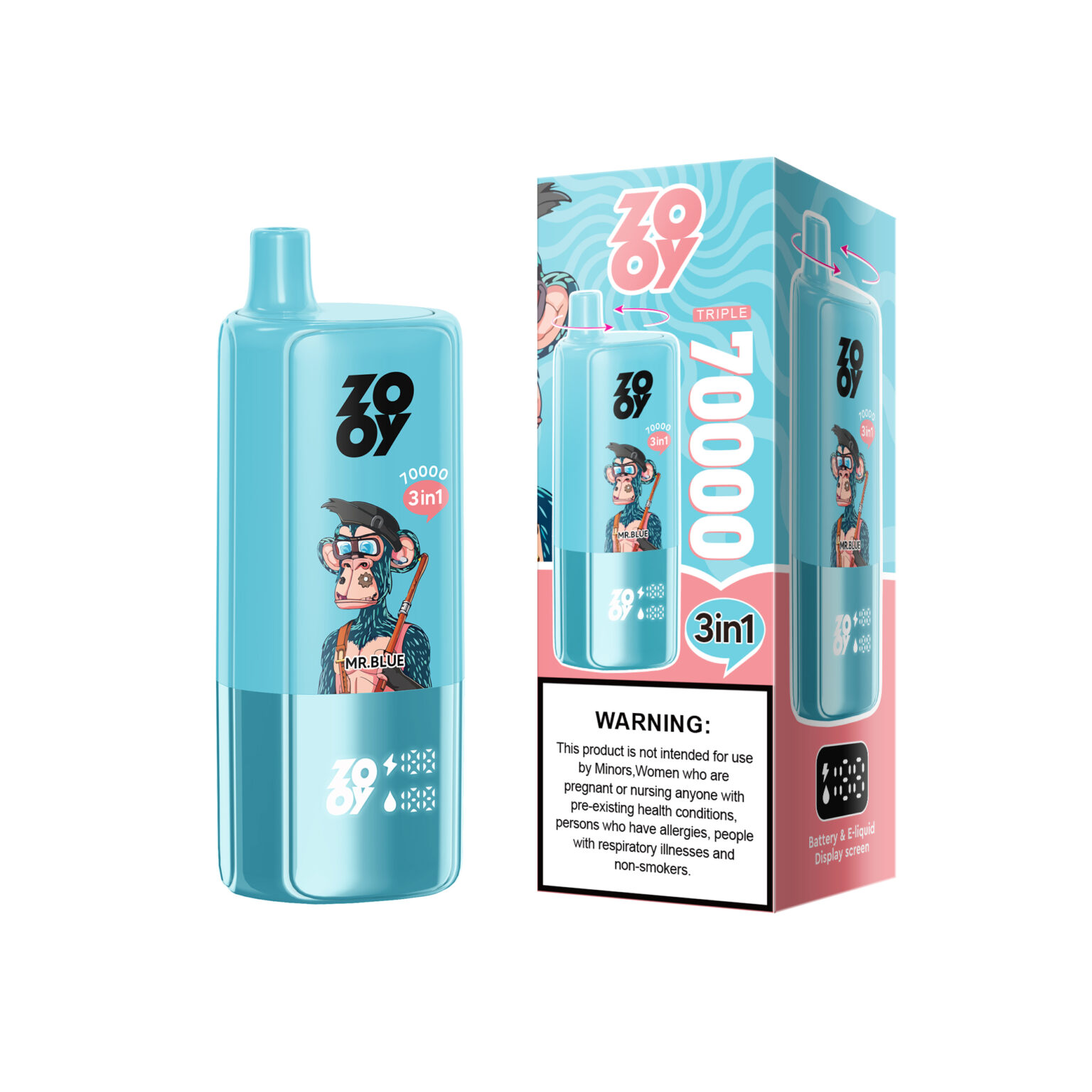 ZOOY Triple 70000 Puffs 3-in-1 Flavors Disposable Vape 54ml 0-5% Nicotine - Image 1