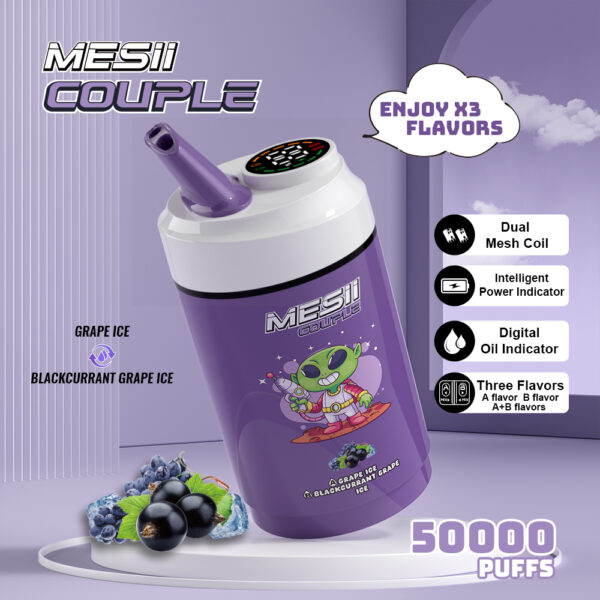 mesii par 50k puffs 3-i-1 smagsvarianter engangsvape 40ml 0-5% nikotin