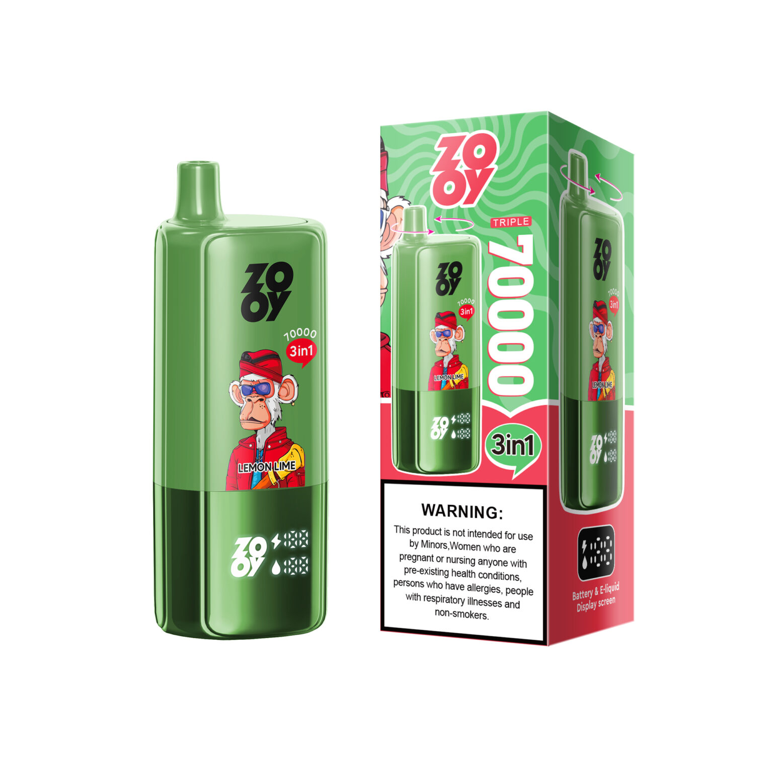 ZOOY Triple 70000 Puffs 3-in-1 Flavors Disposable Vape 54ml 0-5% Nicotine - Image 2