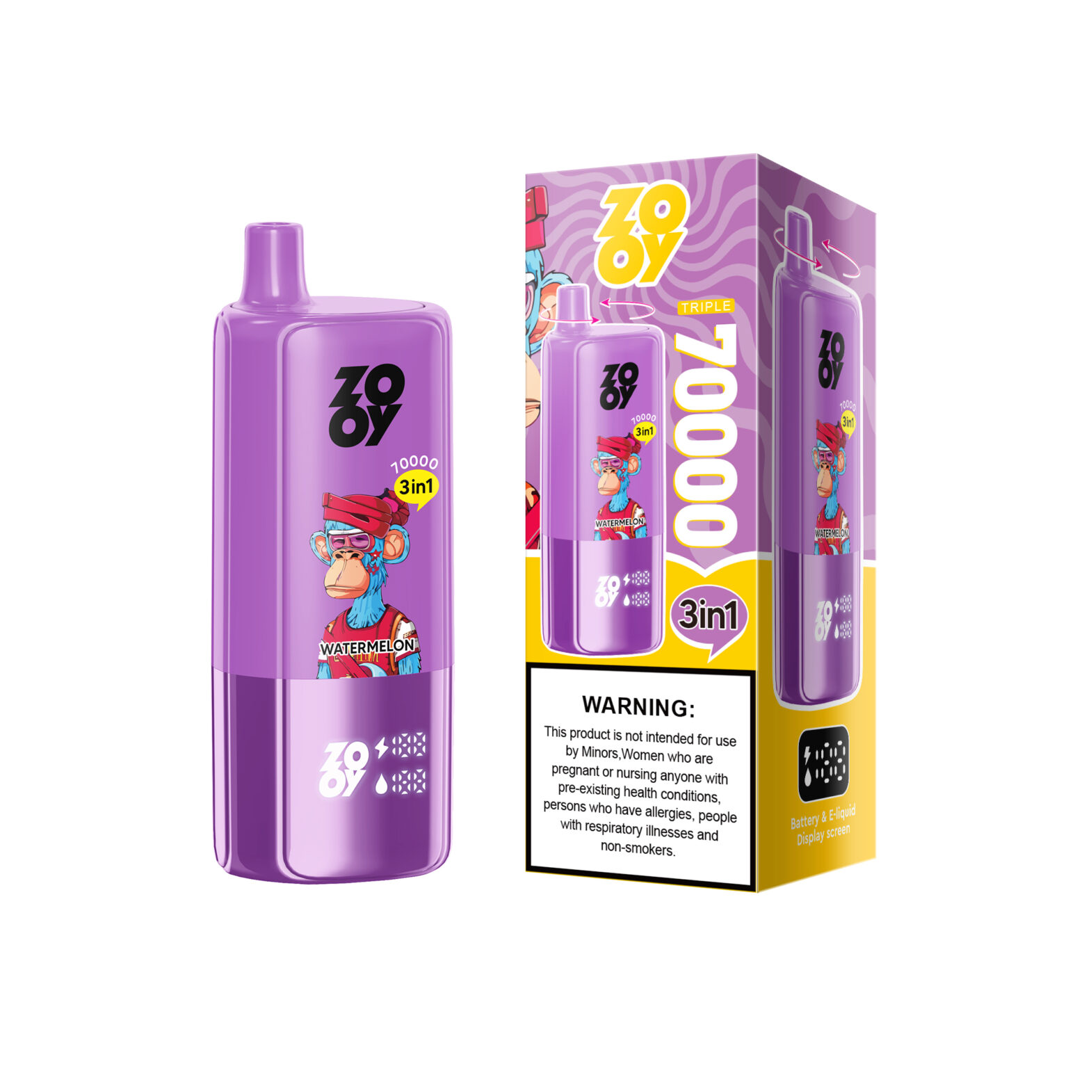 ZOOY Triple 70000 Puffs 3-in-1 Flavors Disposable Vape 54ml 0-5% Nicotine - Image 4