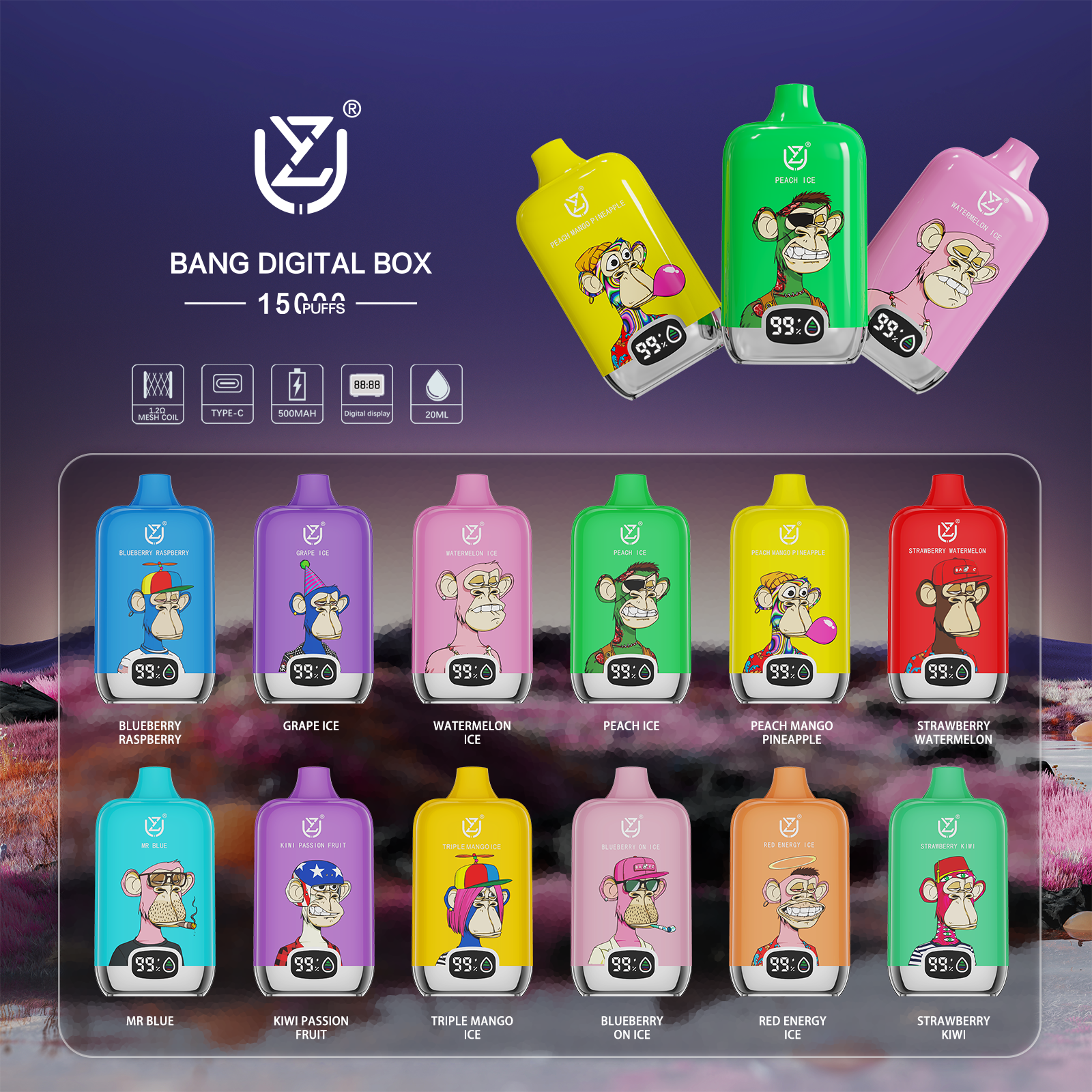 UZY Bang DIgital 15000 Puffs Disposable Vape Flavors