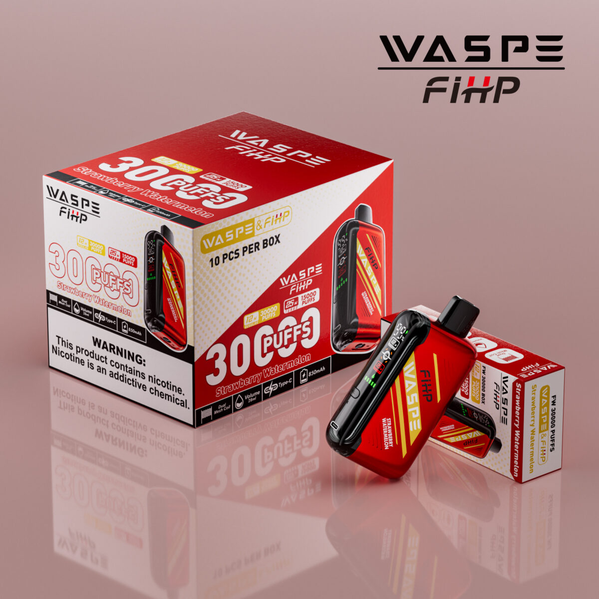 WASPE FIHP 30000 Puffs Disposable Vape 28ml 0-5% Nicotine LED Display - Billede 3