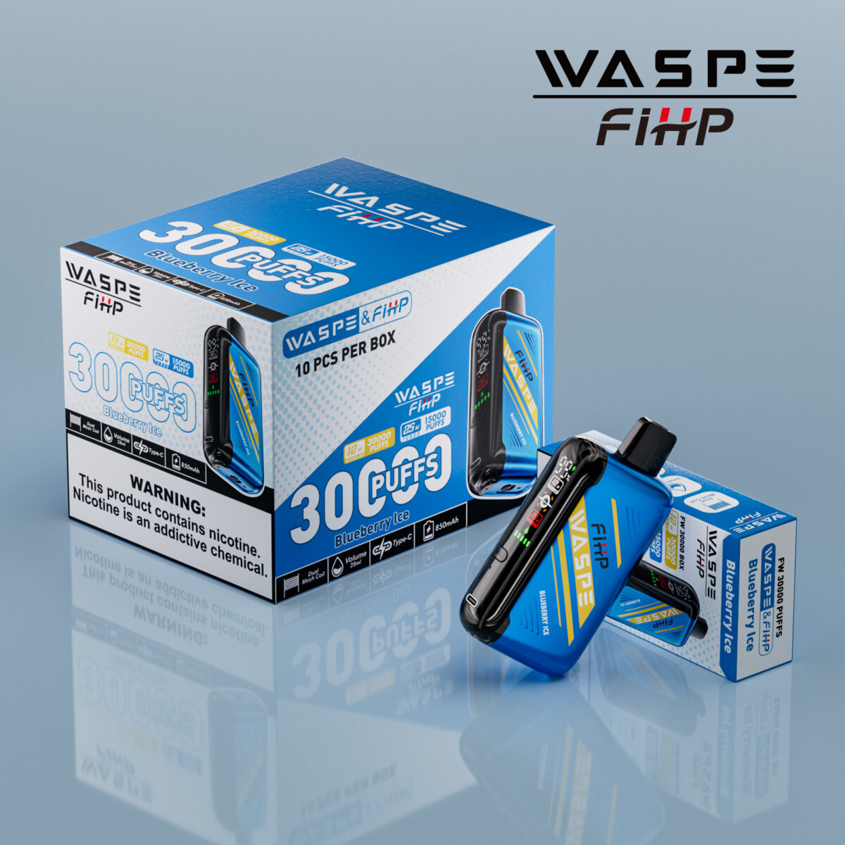 WASPE FIHP 30000 Puffs Disposable Vape 28ml 0-5% Nicotine LED Display - Billede 2