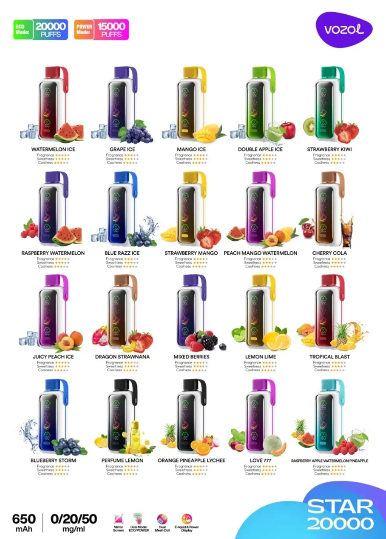 Vozol Star 20000 Puffs Disposable Vape Flavors