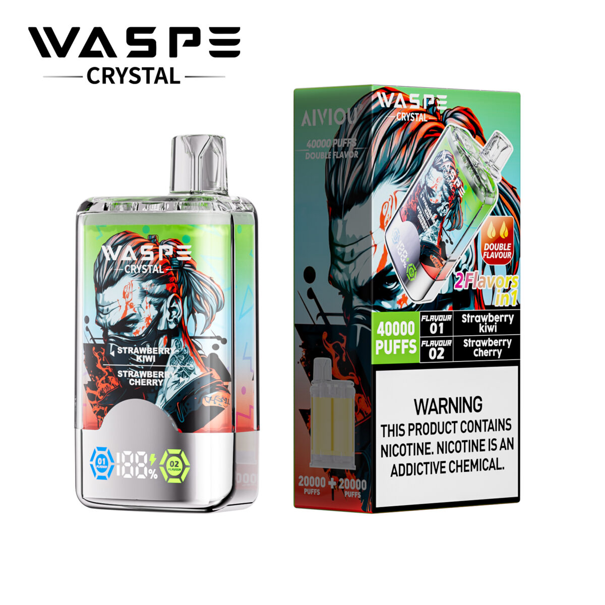 WASPE Crystal 40000 Puffs Double Flavors Disposable Vape 32ml 0-5% Nicotine - Image 3