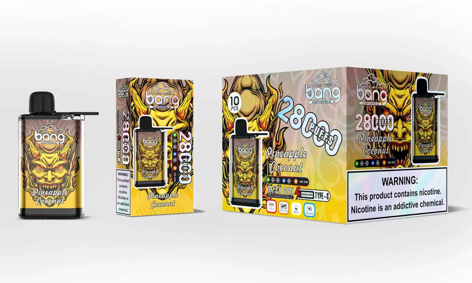 Bang 28K Puffs Adjustable Ice Disposable Vape 30ml 0-5% Nicotine Type-C Recharge – Bild 2