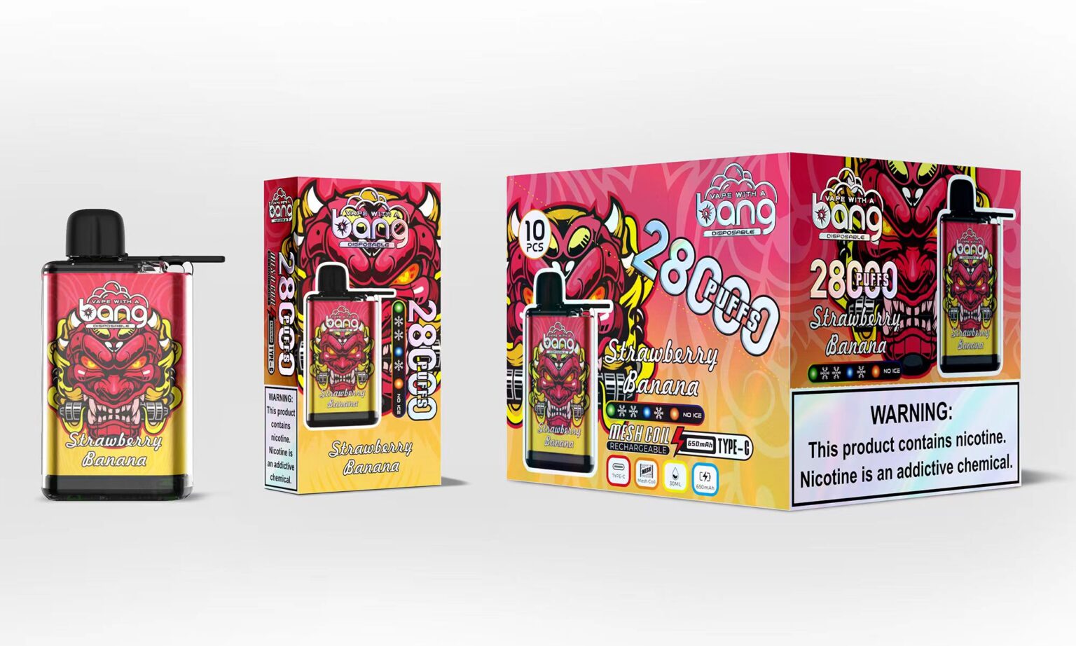 Bang 28K Puffs Adjustable Ice Disposable Vape 30ml 0-5% Nicotine Type-C Recharge – Bild 4
