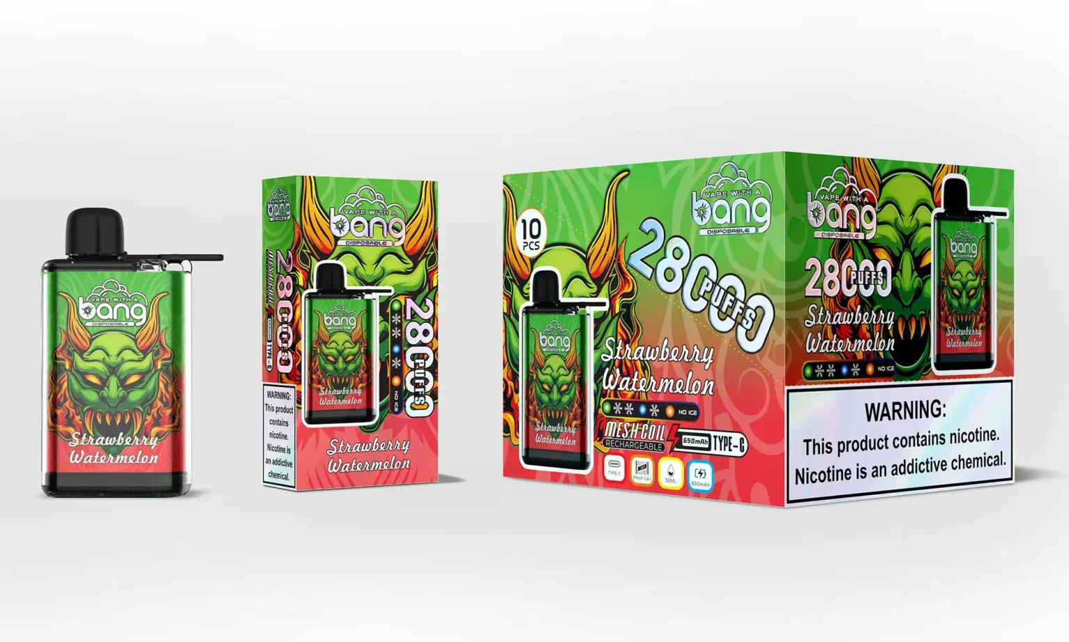 Bang 28K Puffs Adjustable Ice Disposable Vape 30ml 0-5% Nicotine Type-C Recharge – Bild 3
