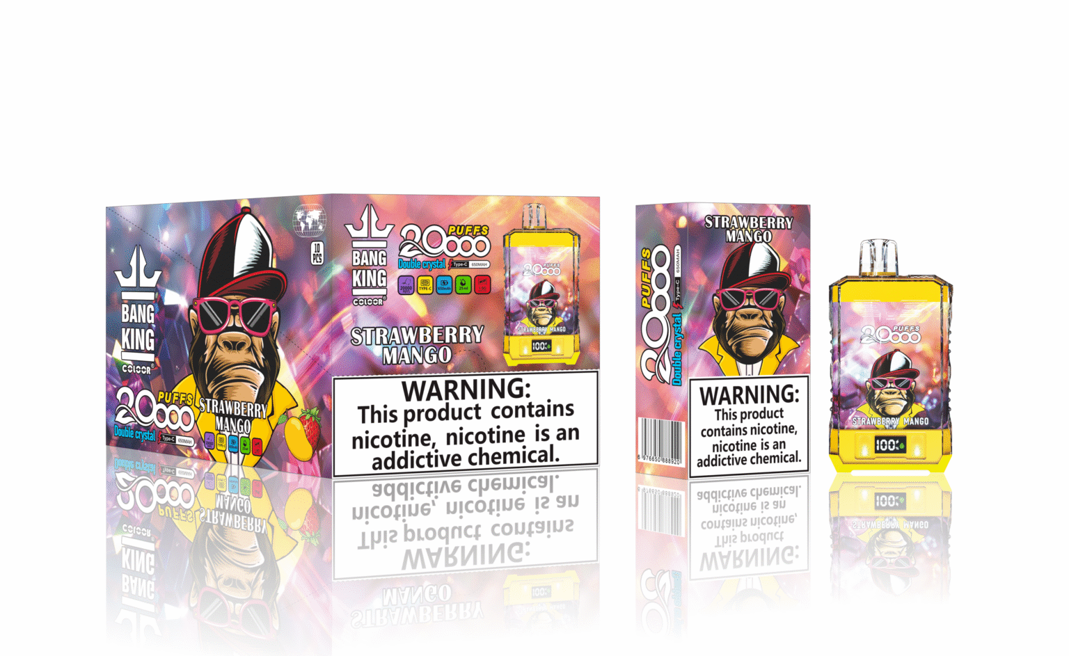 Bang King 20000 Puffs Disposable Vape 25ml 0-5% Nicotine LED Digital Display – Bild 2
