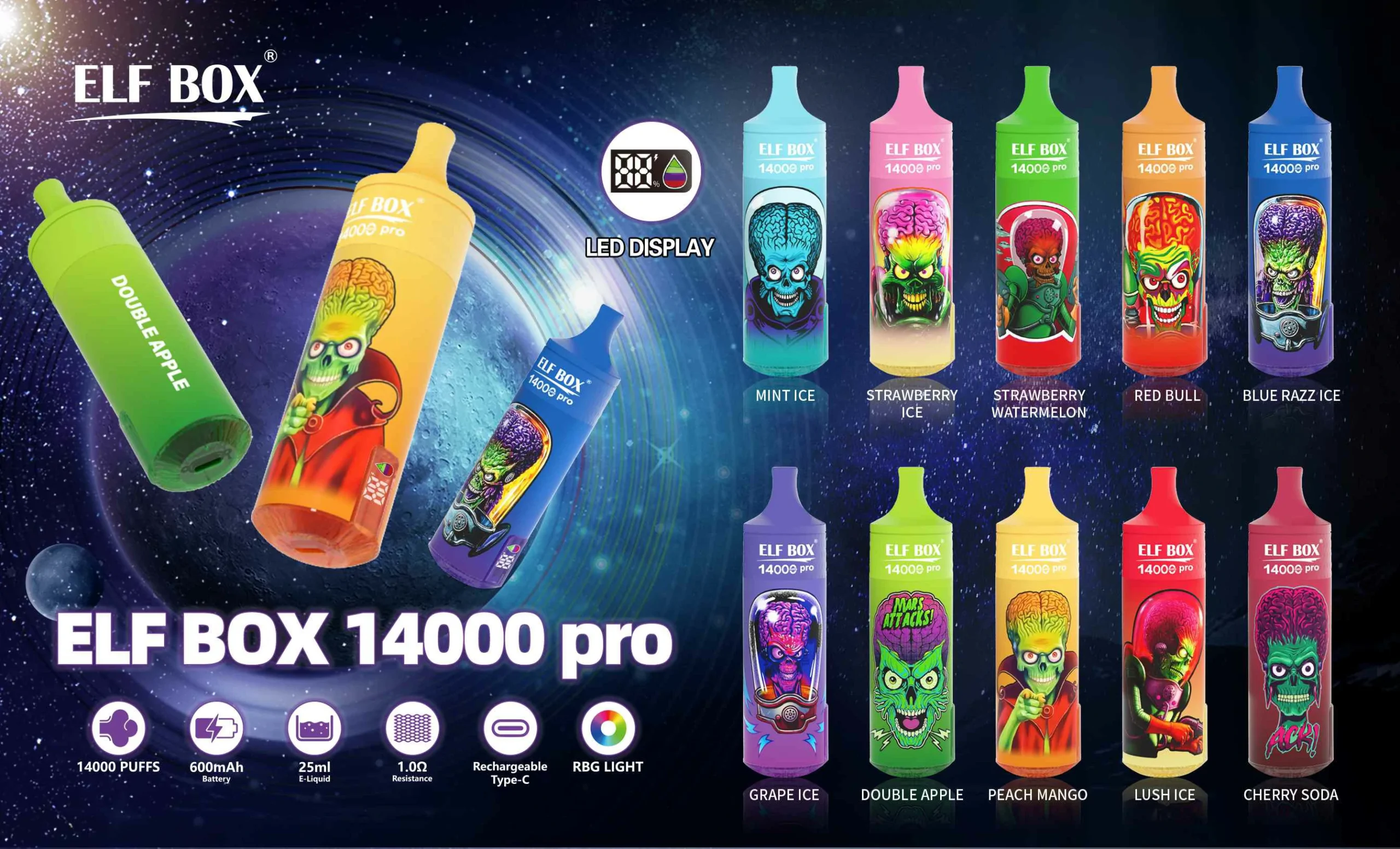ELF BOX RGB 14000 Pro Puffs Disposable Vape Flavors