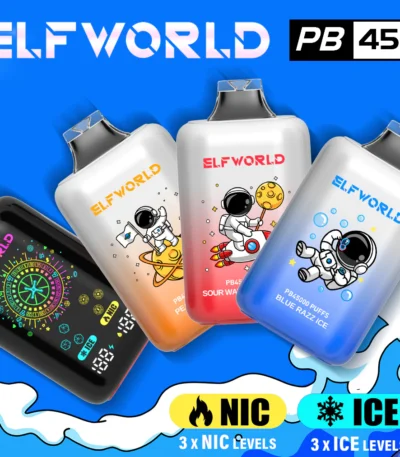 Elfworld PB 45000 Puffs Verstelbare Nicotine en Ice Wegwerp Vape
