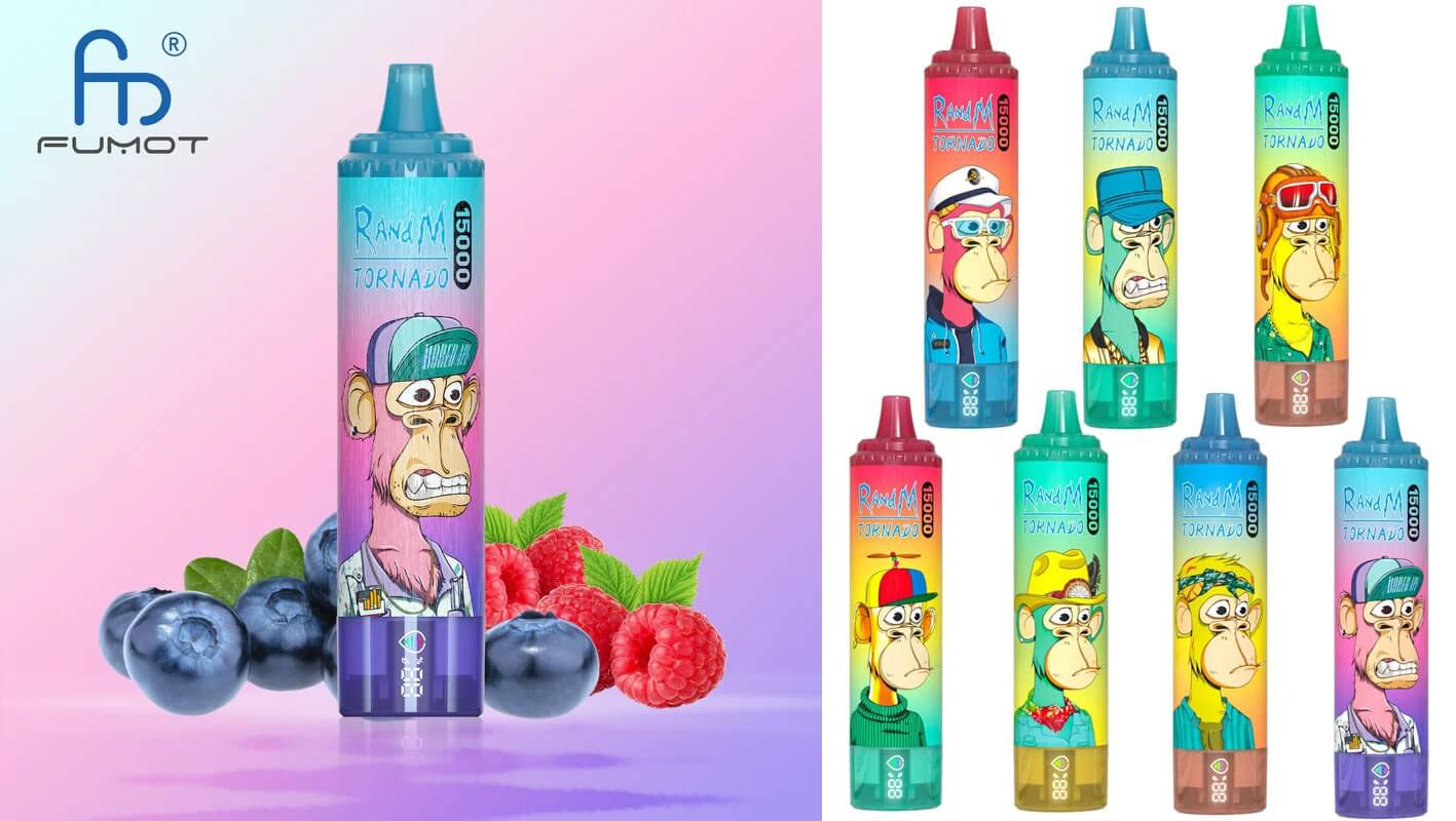 Fumot RandM Tornado 15000 Puffs Vape 25ml 0-5% Nicotine LED Screen