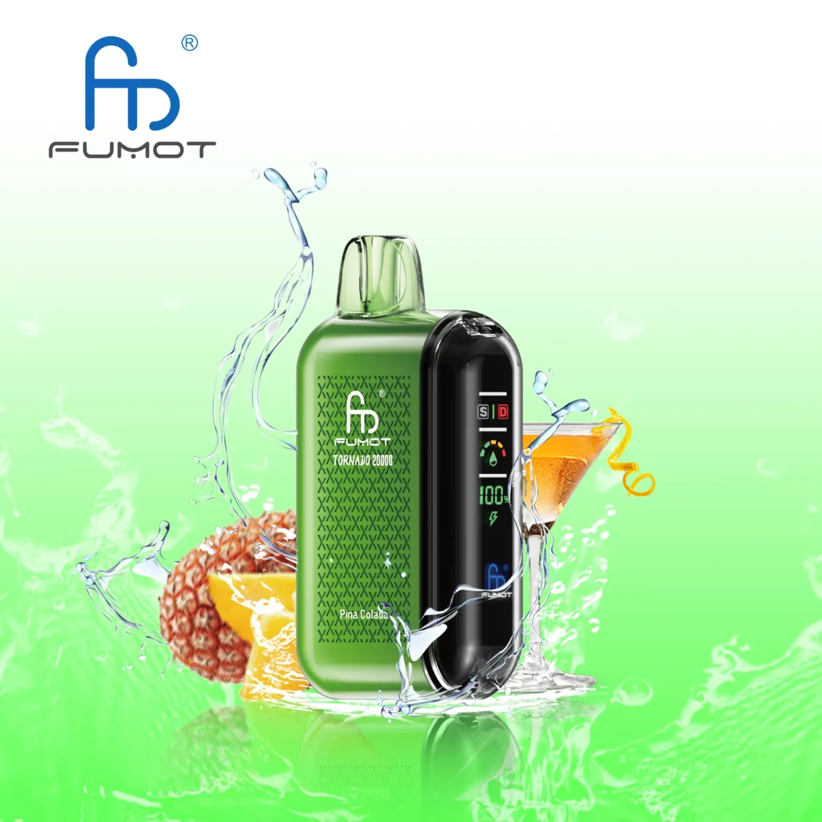 Fumot Tornado 20000 Puffs Vape 20ml 0-5% Nicotine LED Smart Display - Imagen 2