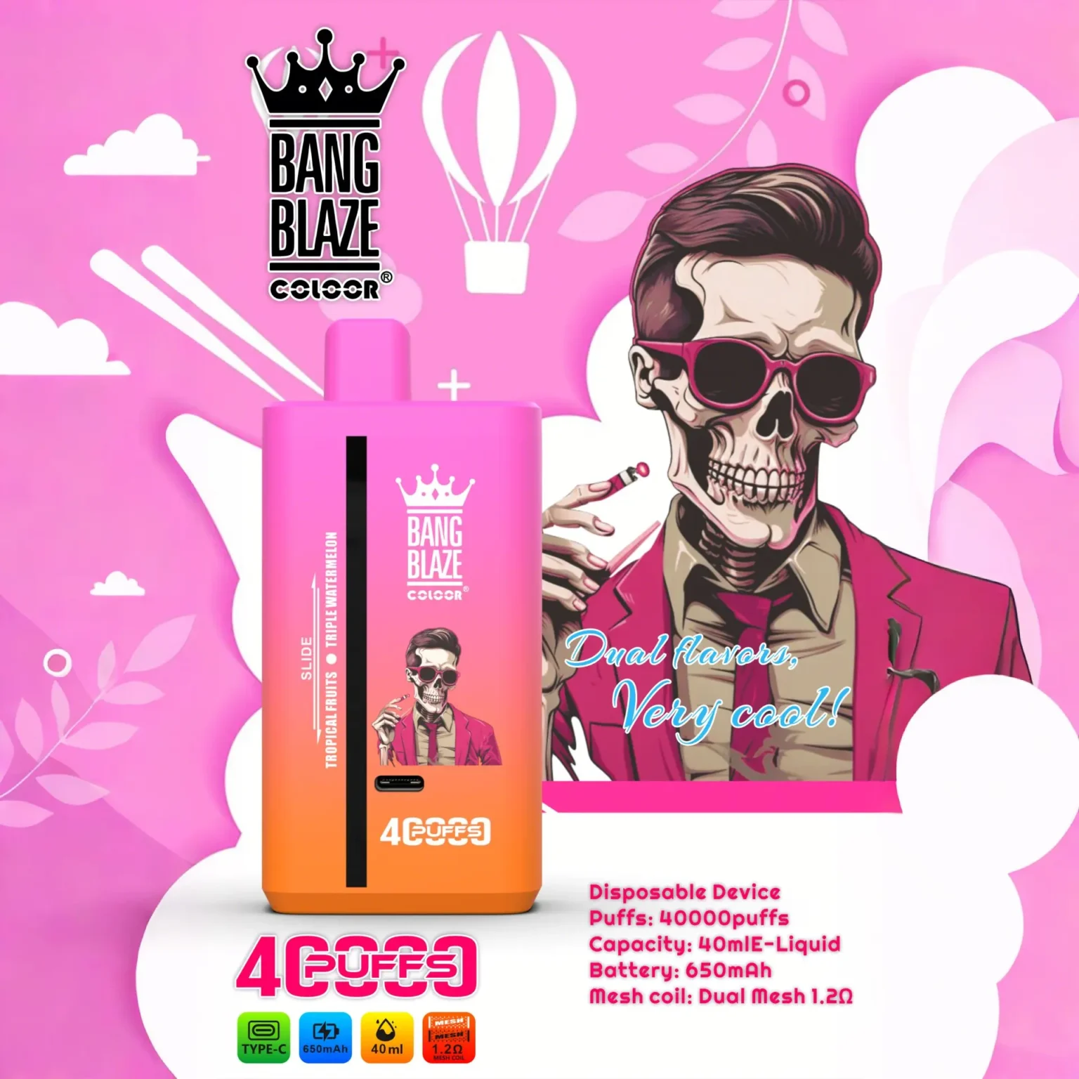 Bang Blaze 40K Puffs Double Taste Disposable Vape 40ml 0-5% Nicotine - Image 1