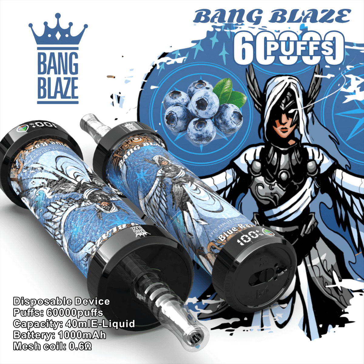 Bang Blaze 60K Puffs Disposable Vape 40ml 0-5% Nicotine Type-C Rechargeable - 画像 (4)