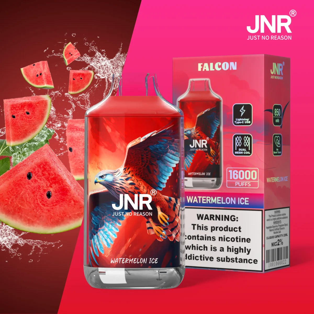 JNR Falcon 16000 Puffs Disposable Vape 22ml 2%-5% Nicotine Type-C Rechargeable - obrazek 5
