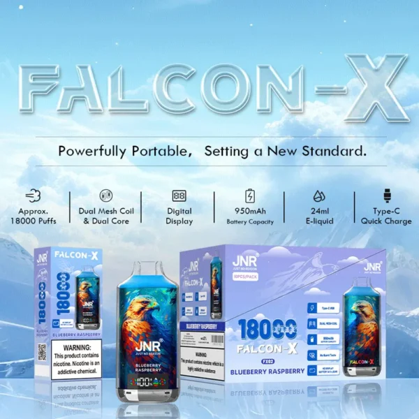 JNR Falcon-X 18000 Puffs Disposable Vape 24ml 2%-5% Nicotine 950mAh Battery