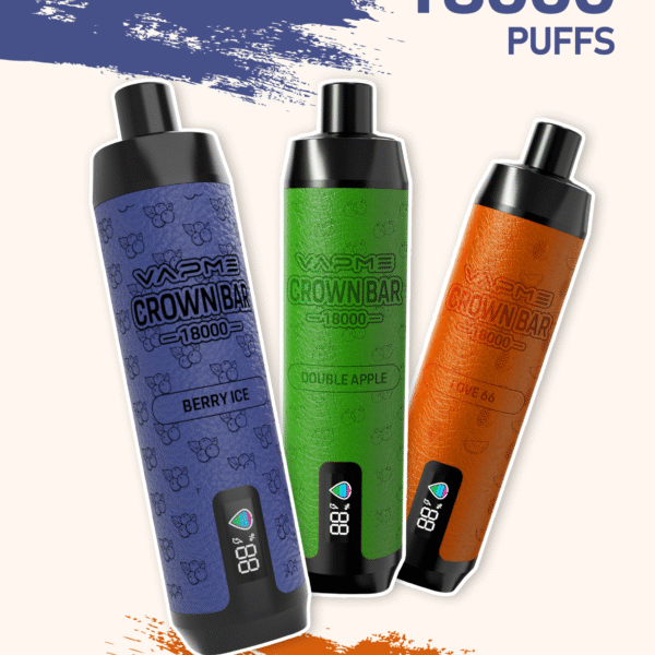 VAPME Crown Bar 18000 Puffs Pro Max Disposable Vape 25ml 0-5% Nicotine Type-C Recharge