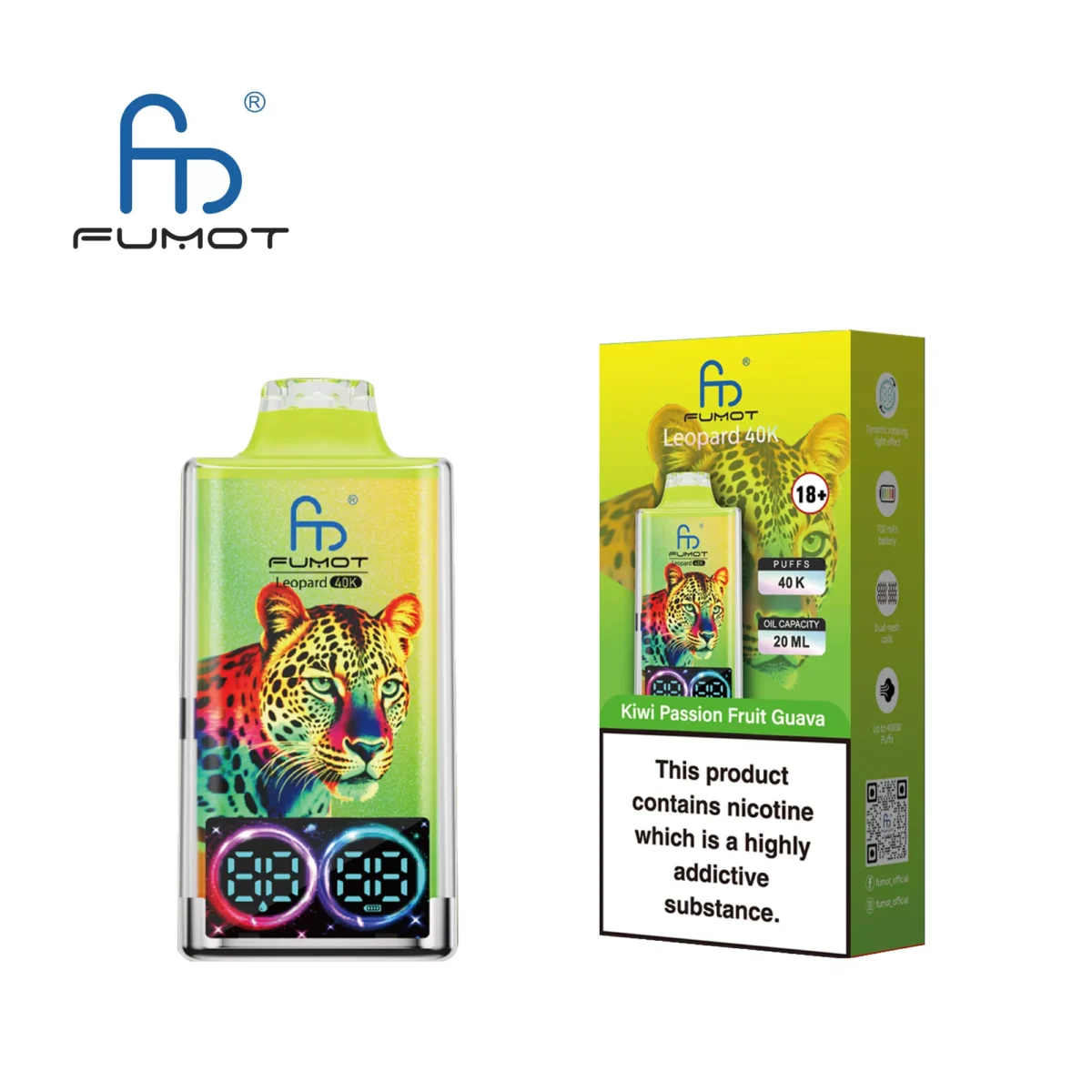 Fumot Leopard 40K Puffs Disposable Vape Kiwi Passion Fruit Guava
