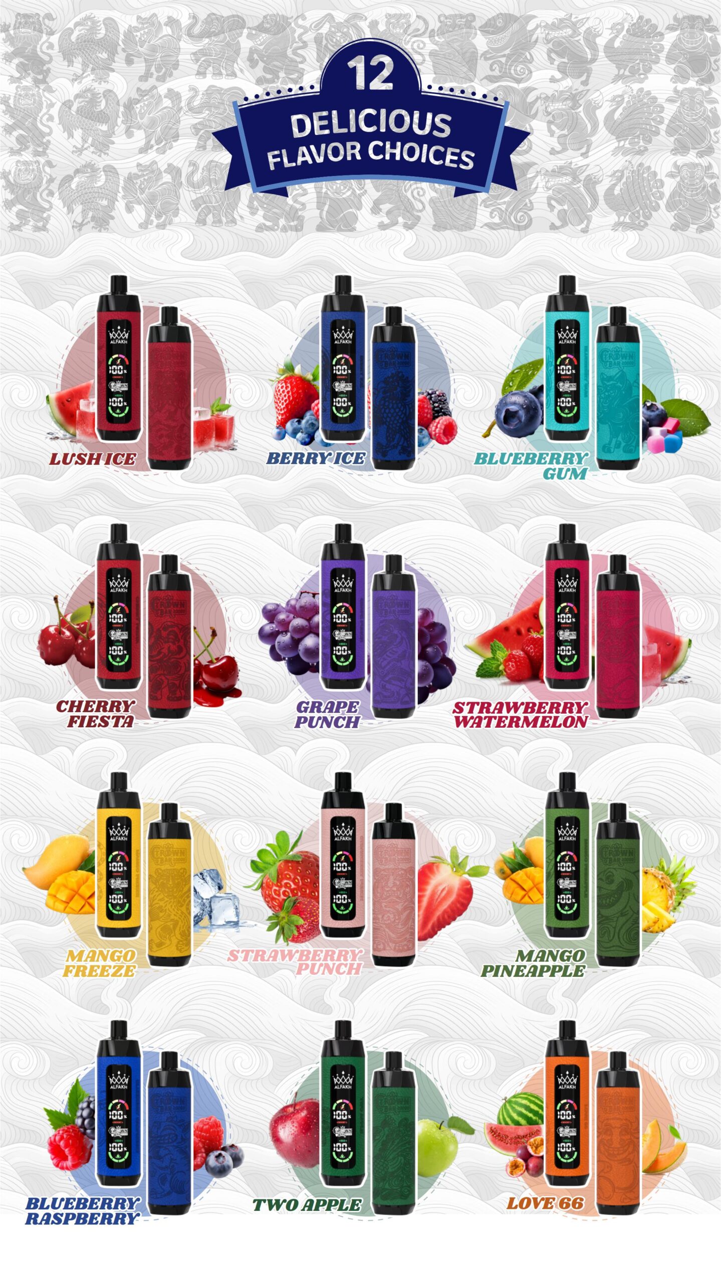 ALFAKH Crown Bar 20000 Puffs Disposable Vape 20mL E-liquid
