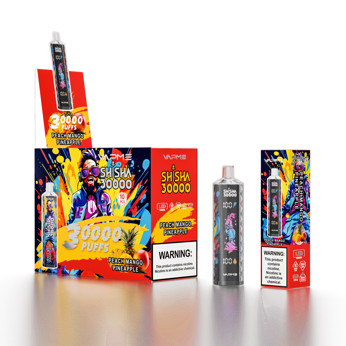 Vapme Shisha 30000 bouffées jetables Vape pêche mangue ananas