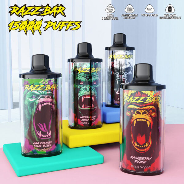Razz bar 15000 Puffs Disposable Vape 26ml E-liquid 2% 5% Nicotine main