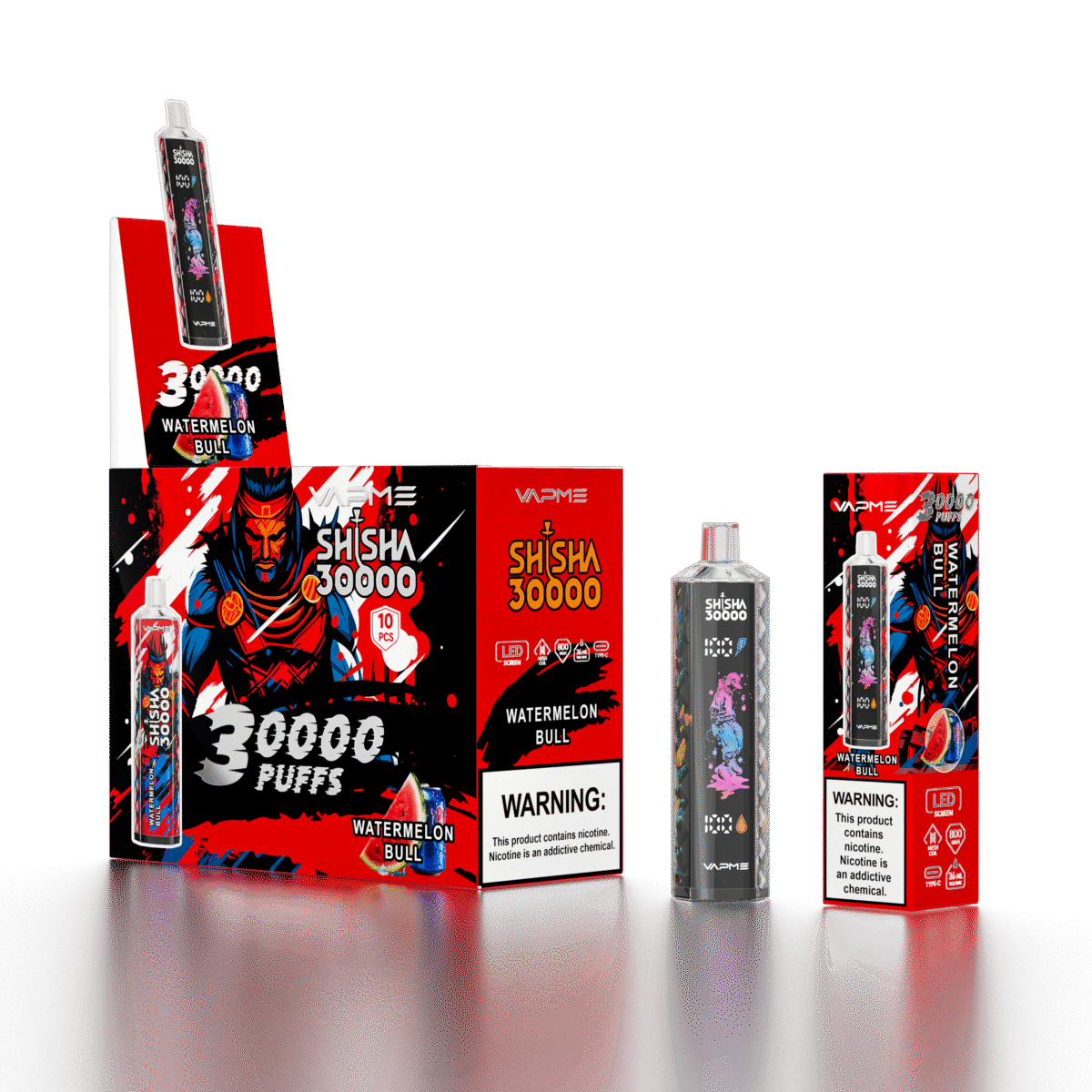 Vapme Shisha 30000 bouffées jetables vape taureau de pastèque