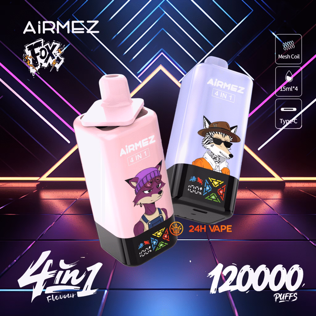 Airmez Fox 120K Puffs 4 in 1 Flavors Disposable Vape 60ML E-liquid 2% Nicotine
