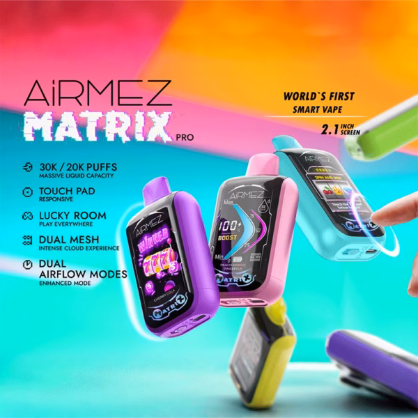 Airmez Matrix 30000 30K Puffs Disposable Vape 5% Nicotine Gameplay LED Display