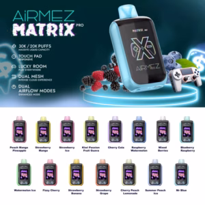 Airmez Matrix 30000 30K Puffs Disposable Vape 5% Nicotine Gameplay LED Display Flavors