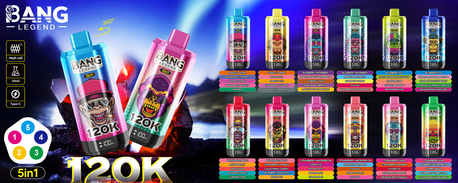 Bang Legend 120K Puffs 5 in 1 Flavors Disposable Vape Flavors