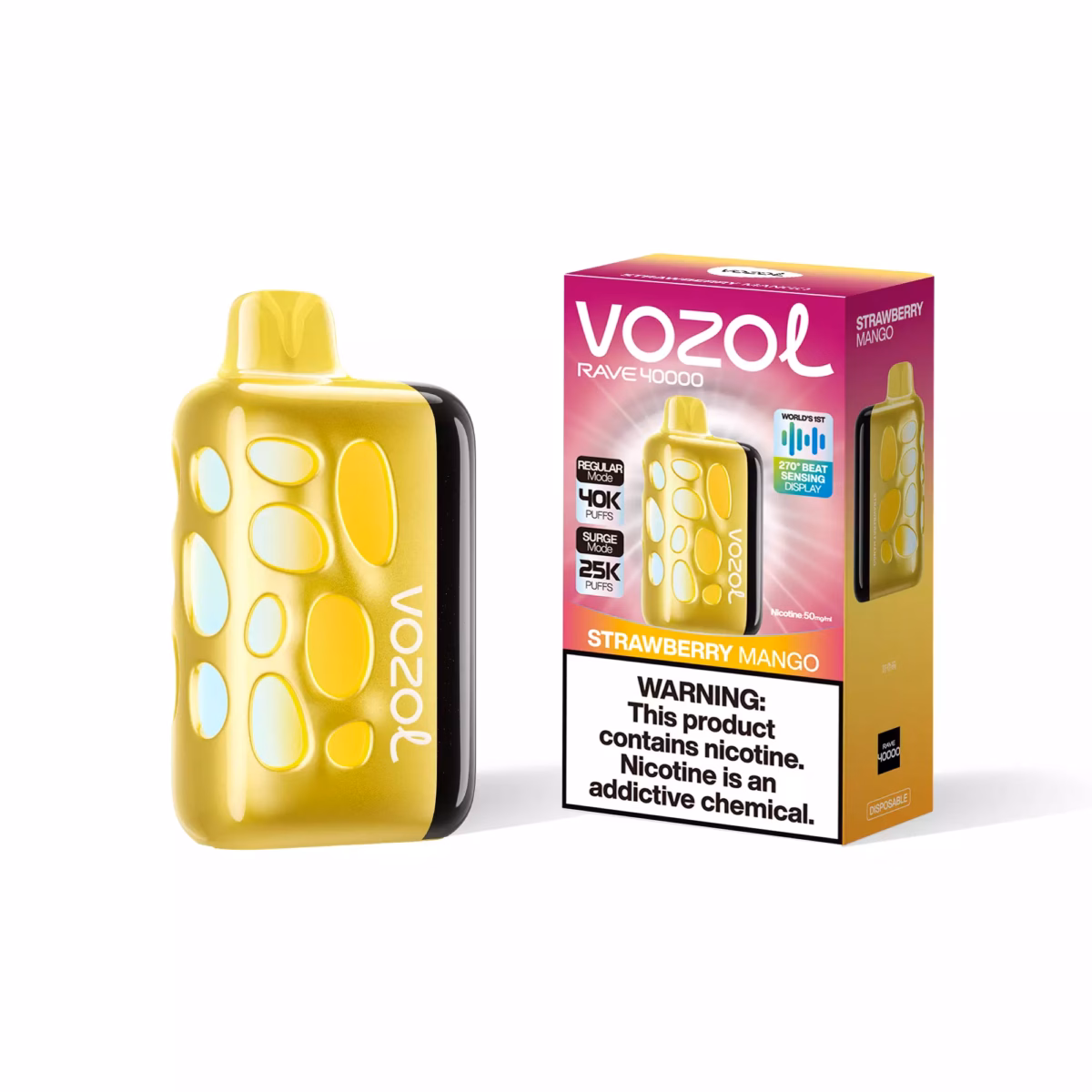 Vozol Rave 40000 40K Puffs Disposable Vape 5% Nicotine strawberry mongo