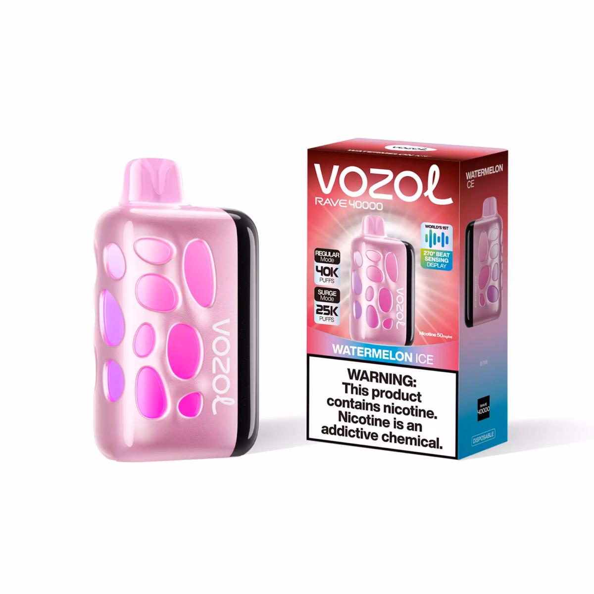 Vozol Rave 40000 40K Puffs Disposable Vape 5% Nicotine watermelon ice