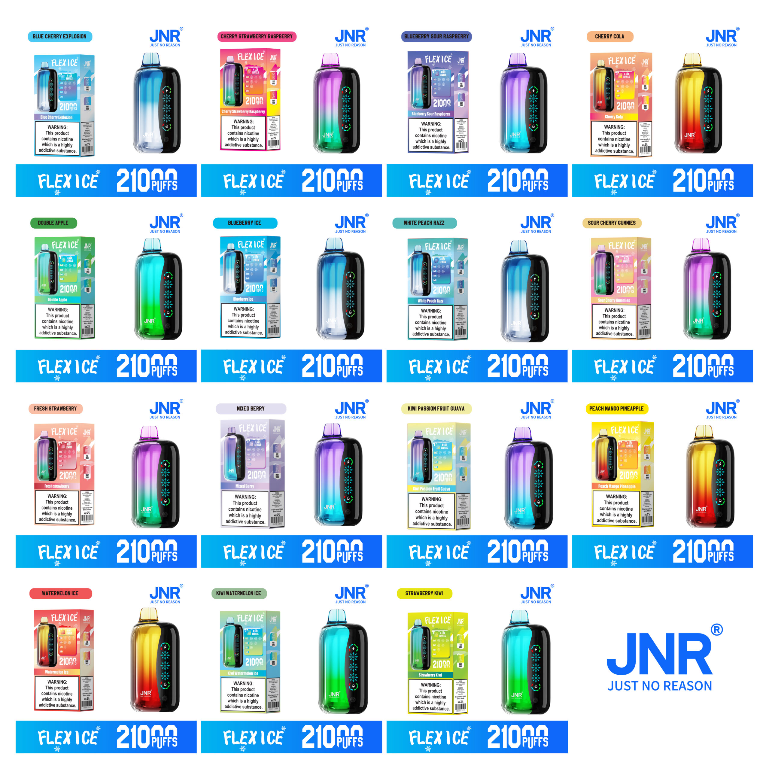 JNR FLEX ICE 21000 Puffs Disposable Vape Flavors