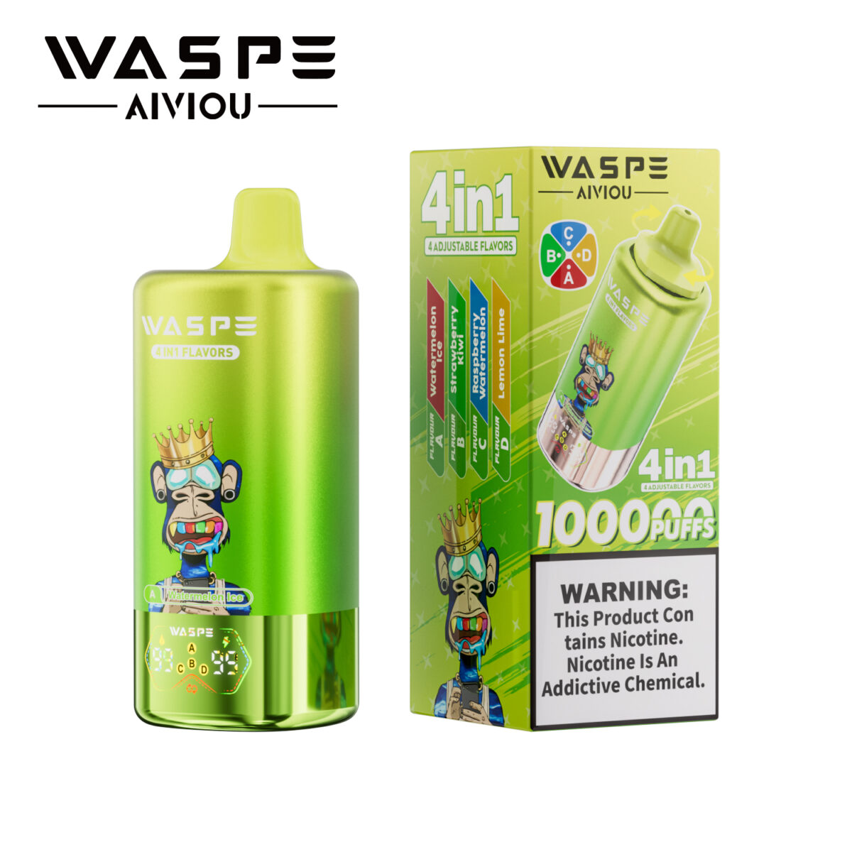WASPE 4 in 1 Flavors 100K Puffs Disposable Vape 56ml E-liquid 0-5% Nicotine