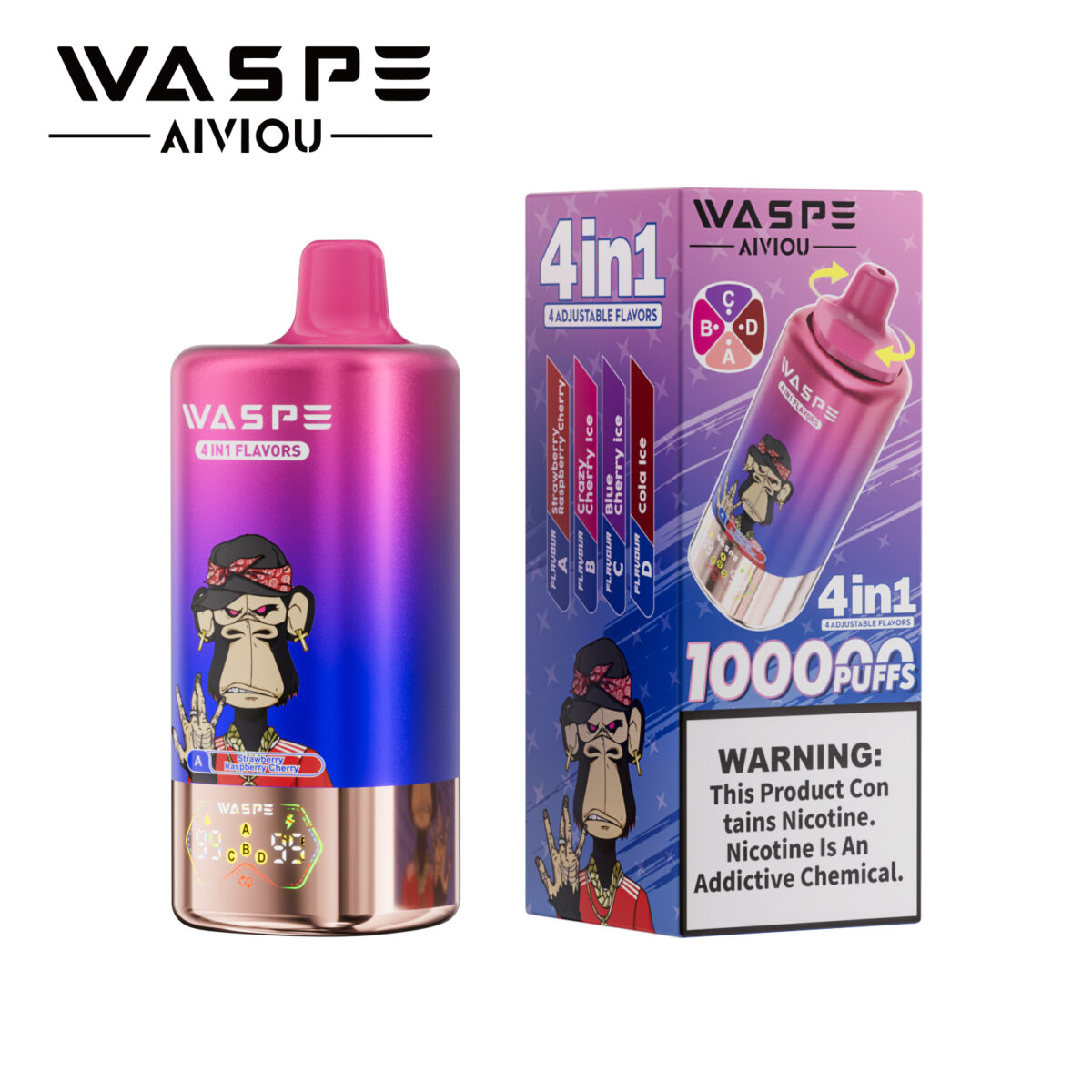 WASPE 4 in 1 Flavors 100K Puffs Disposable Vape 56ml E-liquid
