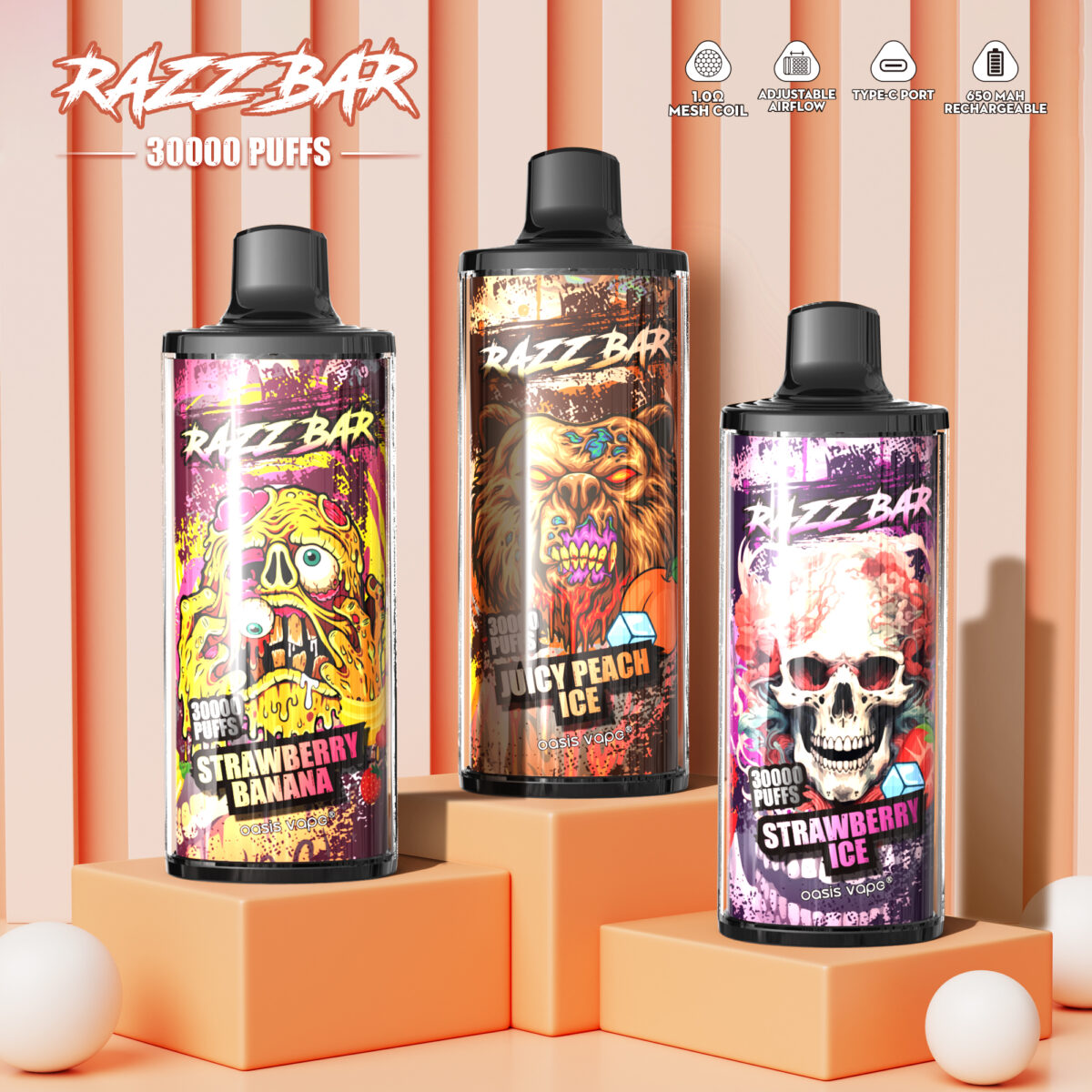 Razz Bar 30000 Puffs Disposable Vape 2% 5% Nicotine