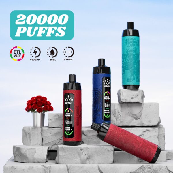 ALFAKH Crown Bar 20000 Puffs Disposable Vape 20mL E-liquid 0-5% Nicotine