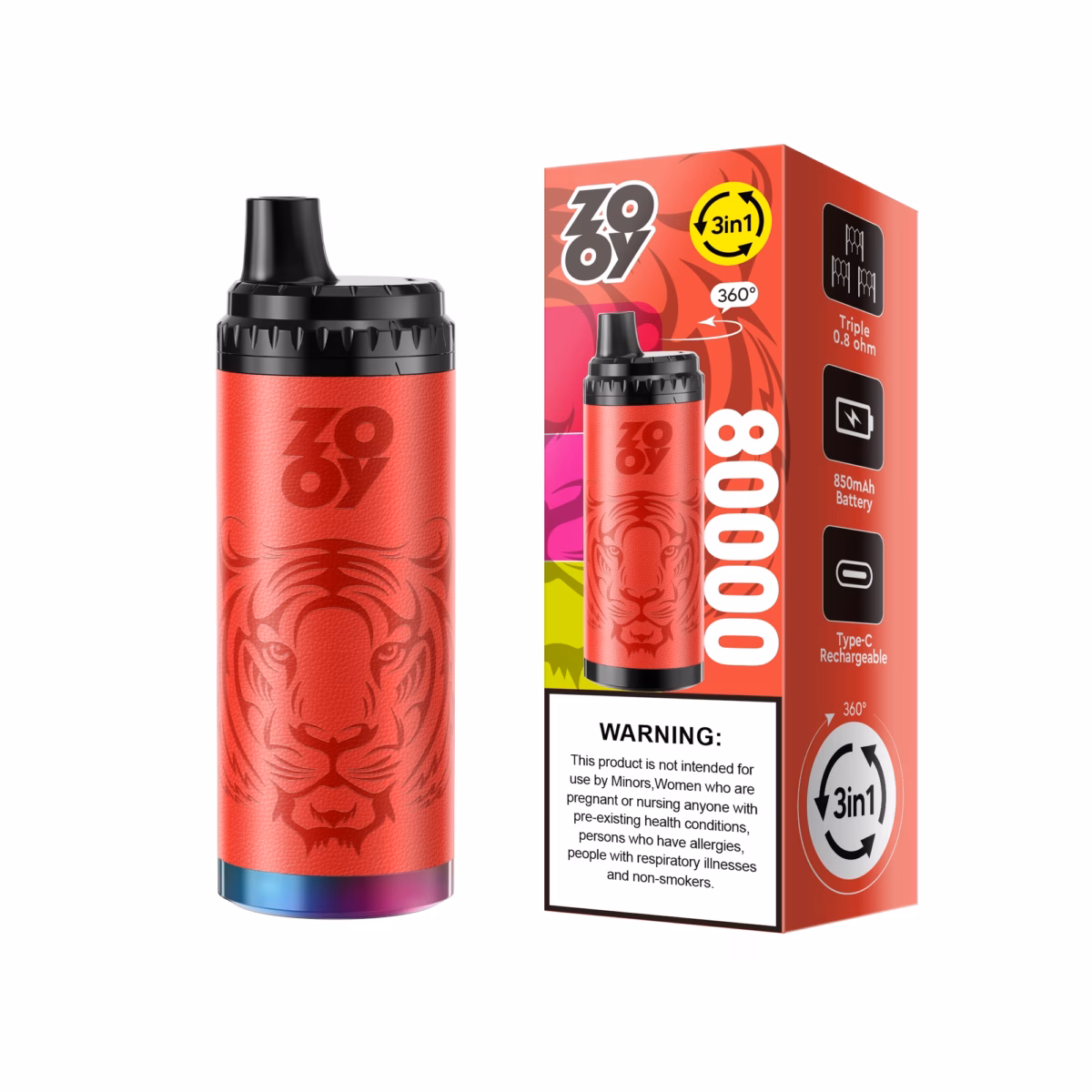 Zooy King Triple 80000 bouffées 3 en 1 saveurs Vape jetable 2% 5%